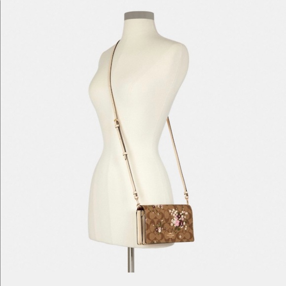 Anna Foldover Crossbody Clutch In Signature Canvas With Evergreen Floral Print - Picture 4 of 5